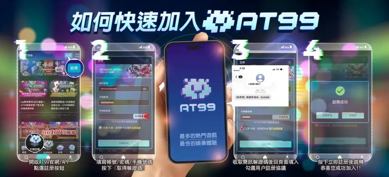 TU註冊教學流程圖，手機操作4步驟快速加入平台