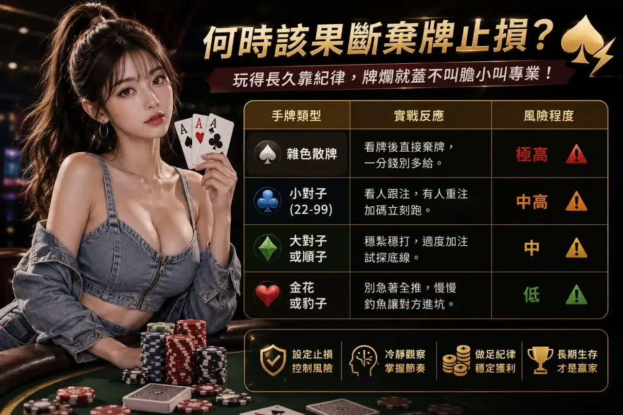 炸金花止損時機教學圖，整理牌型風險與棄牌判斷策略